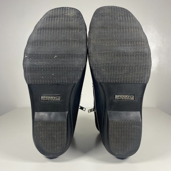 Sperry Top Sider Women Boots Waterproof Duck Boots Zip Lace Up Rubber Black Sz 6 - Picture 9 of 15